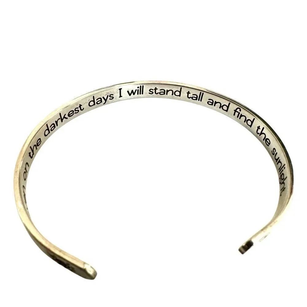 Silver tone Open cuff Inspirational bracelet